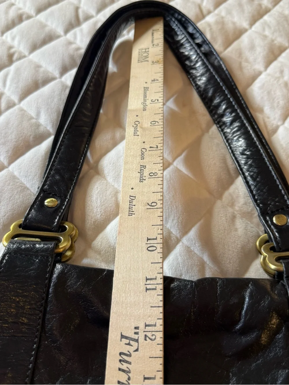 Latico Leathers Black Full Grain Leather East West Hobo Shoulder Bag Vintage